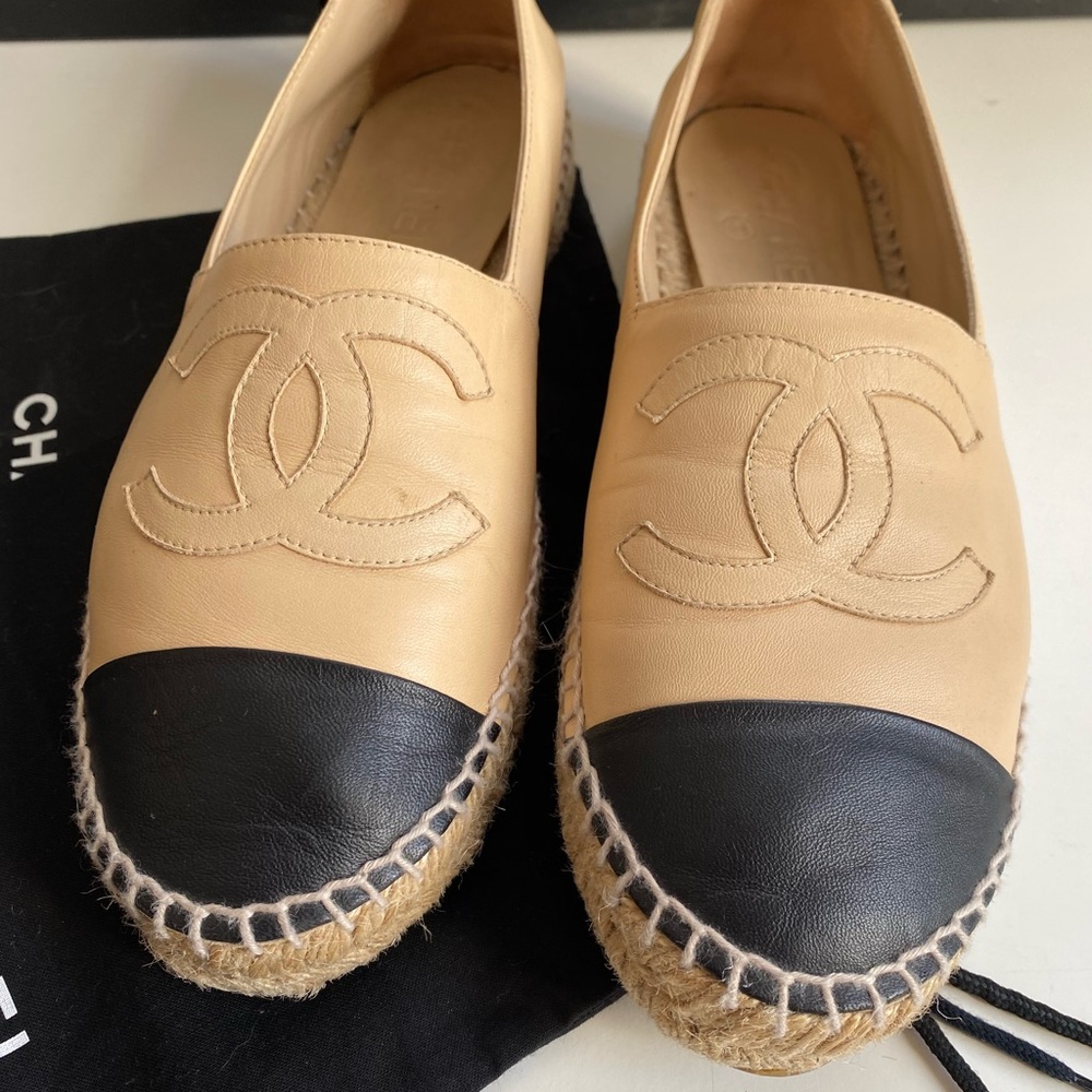 Chanel Full Set CC espadrilles lamb leather nude 40 - Picture 3 of 16